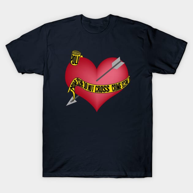 Crime Scene Heart T-Shirt by AngelFlame